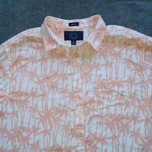 Even Tide Mens L Coral Palm Tree Floral Shirt Short Sleeve 100% Cotton Regular